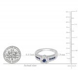0.55 Carat (ctw) 14K White Gold Round Cut Blue Sapphire & White Diamond Ladies Bridal Heart Shaped Promise Engagement Ring 1/2 CT