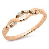 0.10 Carat (ctw) 10K Rose Gold Round Cut Champagne & White Diamond Ladies Bridal Anniversary Wedding Band Stackable Swirl Ring