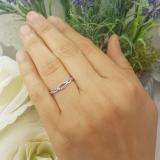 0.10 Carat (ctw) 10K White Gold Round Cut Pink Sapphire Ladies Bridal Anniversary Wedding Band Stackable Swirl Ring
