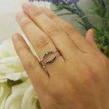 0.10 Carat (ctw) 10K White Gold Round Blue Diamond Ladies Anniversary Wedding Band Guard Double Ring 1/10 CT