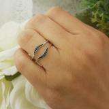 0.10 Carat (ctw) 10K White Gold Round Blue Diamond Ladies Anniversary Wedding Band Guard Double Ring 1/10 CT