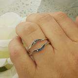0.10 Carat (ctw) 10K White Gold Round Blue Diamond Ladies Anniversary Wedding Band Guard Double Ring 1/10 CT