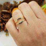 0.10 Carat (ctw) 10K Yellow Gold Round Blue Sapphire Ladies Anniversary Wedding Band Guard Double Ring 1/10 CT
