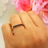 0.15 Carat (ctw) 10K Yellow Gold Round Blue Sapphire Ladies Anniversary Wedding Band Stackable Ring