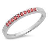 0.15 Carat (ctw) 10K White Gold Round Ruby Ladies Anniversary Wedding Band Stackable Ring