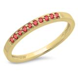 0.15 Carat (ctw) 10K Yellow Gold Round Ruby Ladies Anniversary Wedding Band Stackable Ring