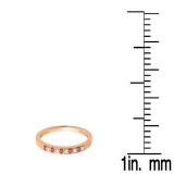 0.15 Carat (ctw) 10K Rose Gold Round Ruby & White Diamond Ladies Anniversary Wedding Band Stackable Ring