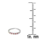 0.15 Carat (ctw) 10K White Gold Round Ruby & White Diamond Ladies Anniversary Wedding Band Stackable Ring