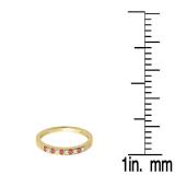 0.15 Carat (ctw) 10K Yellow Gold Round Ruby & White Diamond Ladies Anniversary Wedding Band Stackable Ring