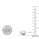 1.00 Carat (ctw) 18K White Gold Round Cut Tanzanite & White Diamond Ladies Bridal 3 Stone Engagement Ring With Matching Band Set 1 CT