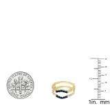 0.50 Carat (ctw) 10K Yellow Gold Round Cut Blue Sapphire & White Diamond Ladies Anniversary Wedding Band 5 Stone Enhancer Guard Double Ring 1/2 CT