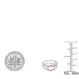 0.50 Carat (ctw) 10K White Gold Round Cut Pink Sapphire & White Diamond Ladies Anniversary Wedding Band 5 Stone Enhancer Guard Double Ring 1/2 CT