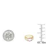 0.50 Carat (ctw) 10K Yellow Gold Round Cut Pink Sapphire & White Diamond Ladies Anniversary Wedding Band 5 Stone Enhancer Guard Double Ring 1/2 CT