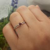 0.33 Carat (ctw) 10K Rose Gold Round Cut Ruby & White Diamond Ladies Bridal Wave Promise Engagement Ring 1/3 CT