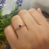 0.33 Carat (ctw) 10K Rose Gold Round Cut Ruby & White Diamond Ladies Bridal Wave Promise Engagement Ring 1/3 CT