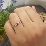 0.33 Carat (ctw) 10K Rose Gold Round Cut Ruby & White Diamond Ladies Bridal Wave Promise Engagement Ring 1/3 CT