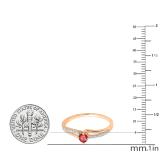 0.33 Carat (ctw) 10K Rose Gold Round Cut Ruby & White Diamond Ladies Bridal Wave Promise Engagement Ring 1/3 CT