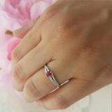 0.33 Carat (ctw) 10K White Gold Round Cut Ruby & White Diamond Ladies Bridal Wave Promise Engagement Ring 1/3 CT