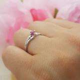0.33 Carat (ctw) 10K White Gold Round Cut Ruby & White Diamond Ladies Bridal Wave Promise Engagement Ring 1/3 CT