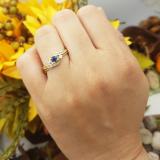 0.50 Carat (ctw) 10K Yellow Gold Round Blue Sapphire And White Diamond Ladies Swirl Bridal Engagement Ring Matching Band Set 1/2 CT