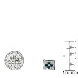 0.10 Carat (ctw) Sterling Silver Round Blue & White Diamond Chess Setting Kite Shape Stud Earrings 1/10 CT