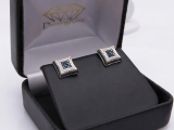 0.15 Carat (ctw) Round Blue & White Diamond Micro Pave Setting Kite Shape Stud Earrings 14K Yellow Gold