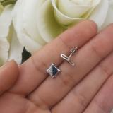0.10 Carat (ctw) Sterling Silver Round Blue & White Diamond Micro Pave Setting Kite Shape Stud Earrings