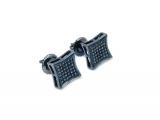 0.15 Carat (ctw) Blue Rhodium Plated Sterling Silver Real Blue Diamond Kite Shape Mens Hip Hop Iced Stud Earrings