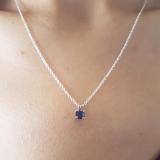 0.50 Carat (ctw) 10K White Gold Round Blue Sapphire Ladies Solitaire Pendant 1/2 CT