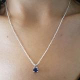 0.50 Carat (ctw) 10K White Gold Round Blue Sapphire Ladies Solitaire Pendant 1/2 CT