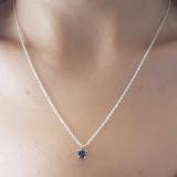0.50 Carat (ctw) 10K White Gold Round Blue Sapphire Ladies Solitaire Pendant 1/2 CT