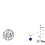 0.50 Carat (ctw) 10K White Gold Round Blue Sapphire Ladies Solitaire Pendant 1/2 CT