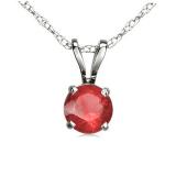 0.50 Carat (ctw) 10K White Gold Round Ruby Ladies Solitaire Pendant 1/2 CT
