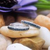 0.50 Carat (ctw) 10K White Gold Round Blue & White Diamond Ladies Pave Huggies Hoop Earrings 1/2 CT