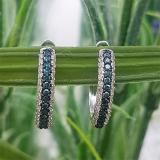 0.50 Carat (ctw) 10K White Gold Round Blue & White Diamond Ladies Pave Huggies Hoop Earrings 1/2 CT