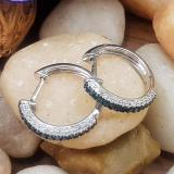 0.50 Carat (ctw) 14K White Gold Round Blue & White Diamond Ladies Pave Set Huggies Hoop Earrings 1/2 CT