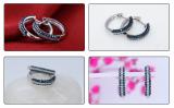 0.50 Carat (ctw) 10K White Gold Round Blue & White Diamond Ladies Pave Huggies Hoop Earrings 1/2 CT