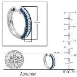 0.50 Carat (ctw) 10K White Gold Round Blue & White Diamond Ladies Pave Huggies Hoop Earrings 1/2 CT