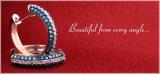 0.50 Carat (ctw) 18K Rose Gold Round Blue & White Diamond Ladies Pave Set Huggies Hoop Earrings 1/2 CT