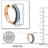 0.50 Carat (ctw) 18K Rose Gold Round Blue & White Diamond Ladies Pave Set Huggies Hoop Earrings 1/2 CT
