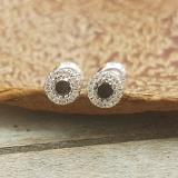 0.20 Carat (ctw) 14K White Gold Round Black & White Diamond Ladies Cluster Halo Style Stud Earrings 1/5 CT