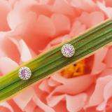 0.20 Carat (ctw) 10K Rose Gold Round Pink Sapphire & White Diamond Ladies Cluster Halo Style Stud Earrings 1/5 CT