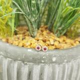 0.20 Carat (ctw) 14K Rose Gold Round Ruby & White Diamond Ladies Cluster Halo Style Stud Earrings 1/5 CT