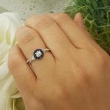0.50 Carat (ctw) 14K White Gold Round Cut Blue Sapphire & White Diamond Ladies Swirl Split Shank Bridal Halo Engagement Ring 1/2 CT