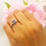0.75 Carat (ctw) 10K White Gold Round Cut Tanzanite & White Diamond Ladies Solitaire With Accents Bridal Twisted Swirl Engagement Ring 3/4 CT