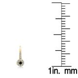 0.45 Carat (ctw) 14K Yellow Gold Round Black & White Diamond Ladies Halo Style Dangling Drop Earrings 1/2 CT