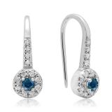 0.45 Carat (ctw) 14K White Gold Round White Diamond Ladies Halo Style Dangling Drop Earrings 1/2 CT