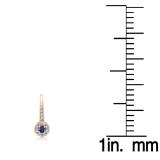 0.45 Carat (ctw) 14K Rose Gold Round Blue Sapphire & White Diamond Ladies Halo Style Dangling Drop Earrings 1/2 CT