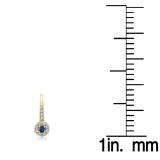 0.45 Carat (ctw) 14K Yellow Gold Round Blue Sapphire & White Diamond Ladies Halo Style Dangling Drop Earrings 1/2 CT