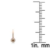 0.45 Carat (ctw) 10K Rose Gold Round Champagne & White Diamond Ladies Halo Style Dangling Drop Earrings 1/2 CT